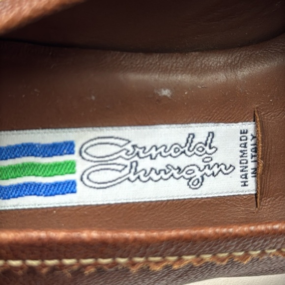 Vintage NWT Arnold Churgin Brown Leather Kitten Heel Loafers - Picture 10 of 12